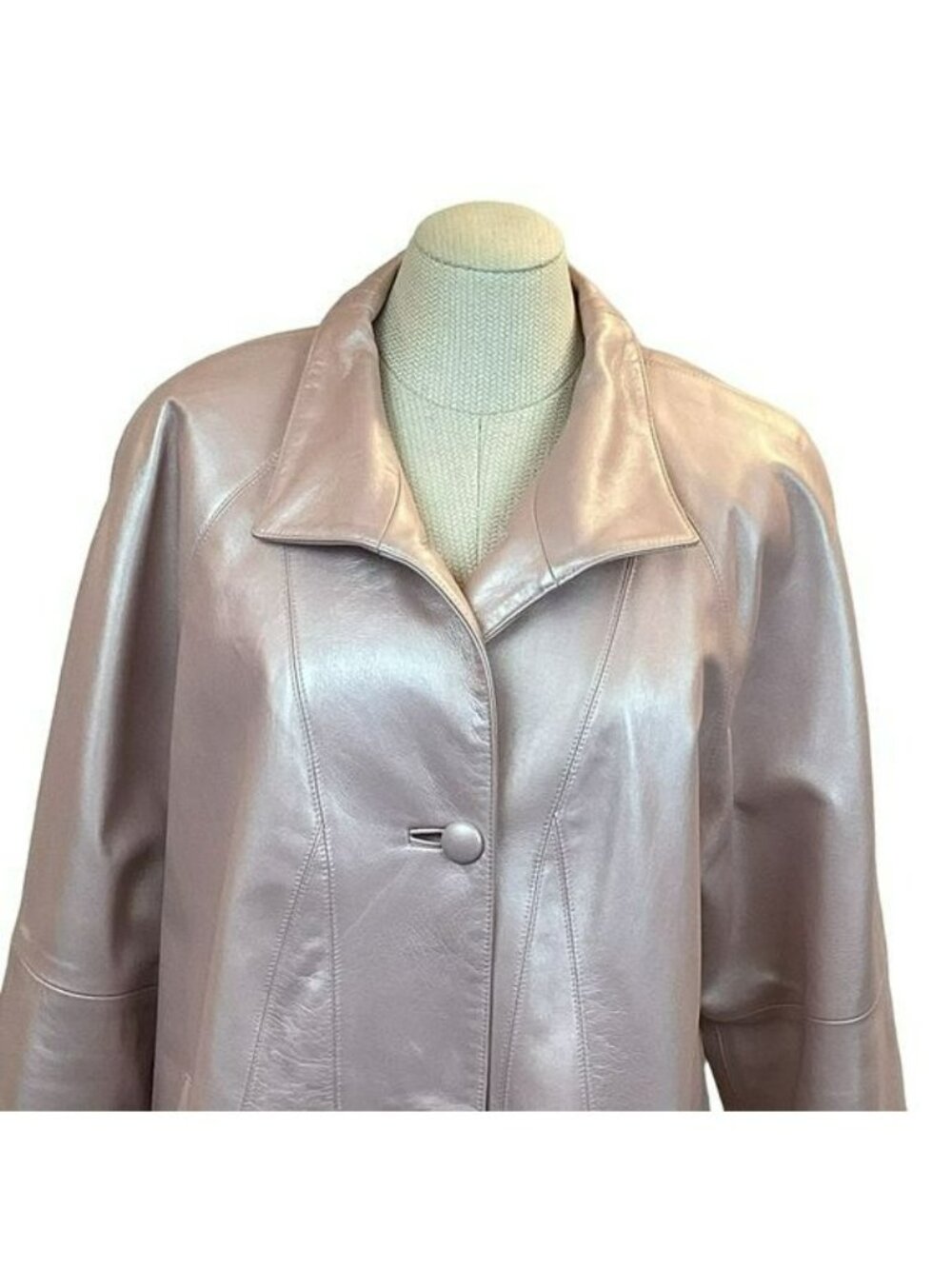 Dero By Rocco DAmelio Womens Pink Leather Coat Medium Button Front Made In USA - Picture 8 of 16
